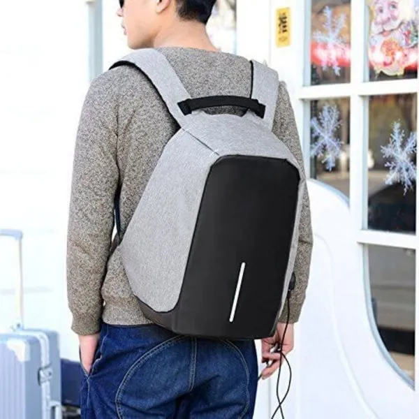 Anti-Theft Water Resistant Stylish Laptop Backpack with USB Charging Port (Grey)