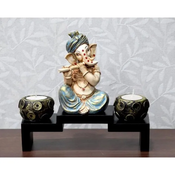 Polyresin Ganesha With Candle Stand 01