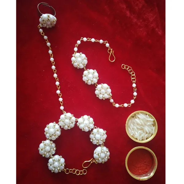 White Pearls Rakhi jewellery Set