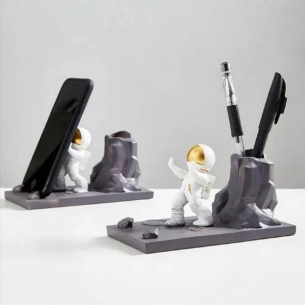 Astronaut Mobile Phone Holder with Pen Stand (White)