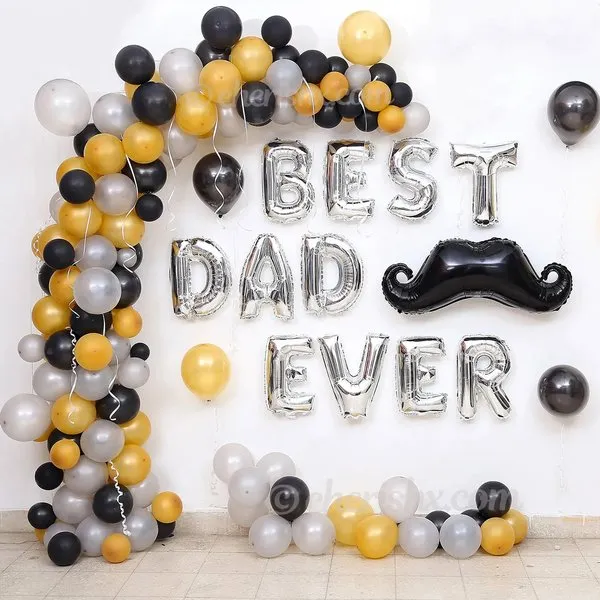 Best Dad Ever Letter Balloon Decoration Kit with Mustache
