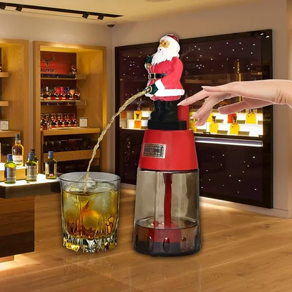 Santa Claus Liquor Dispenser Round Black Jar