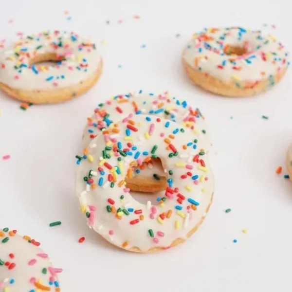 White Chocolate Coated Sprinklers Donuts