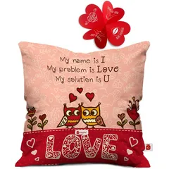 Love Quote Pink Cushion Cover with Filler For Valentine Day