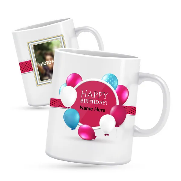 Balloon Frame Birthday Photo Mug