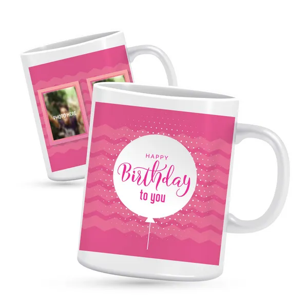 Customisable Two Photo Birthday Mug