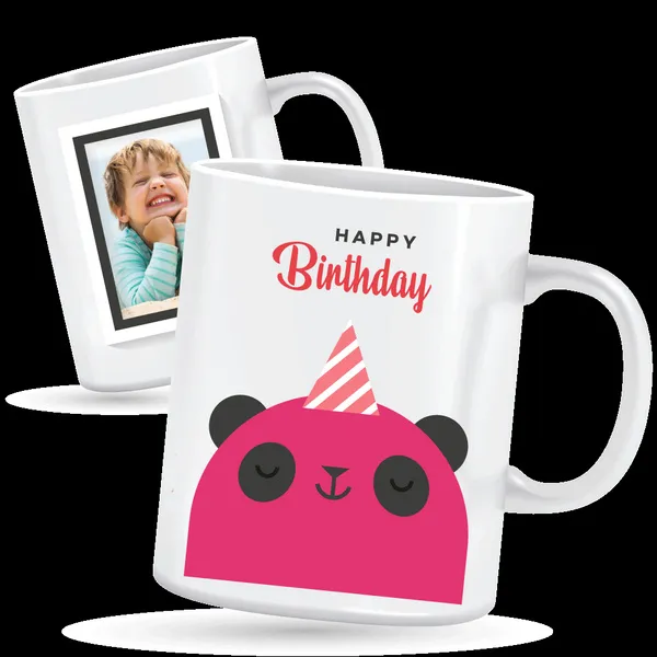 2 photo customisable Panda Birthday mug