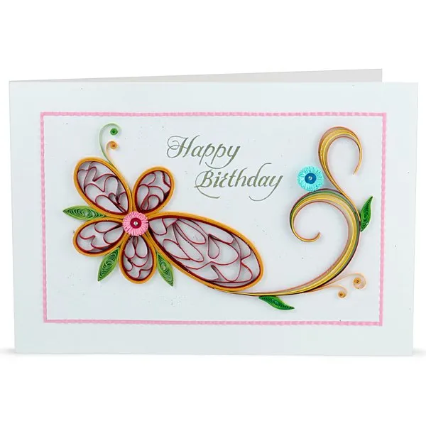 Handmade Happy Birthday Floral Greeting Card