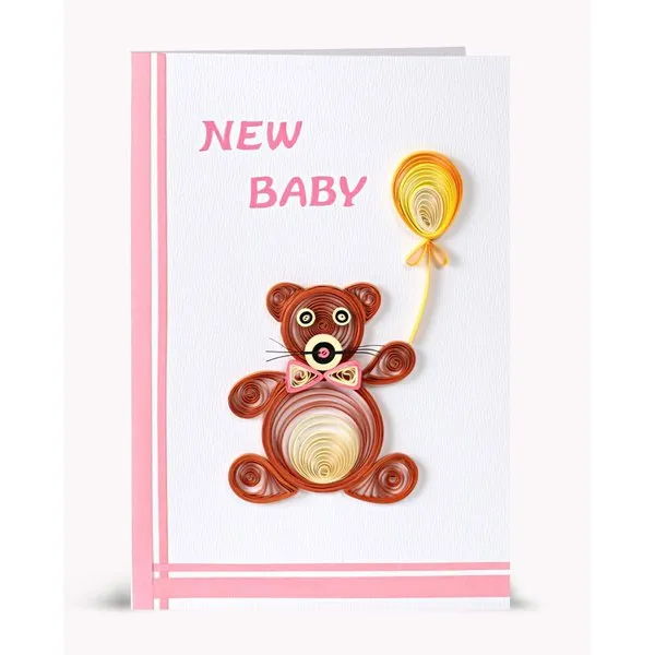 Handmade New Born Baby Wishes Greeting Card- Teddy Bear Theme