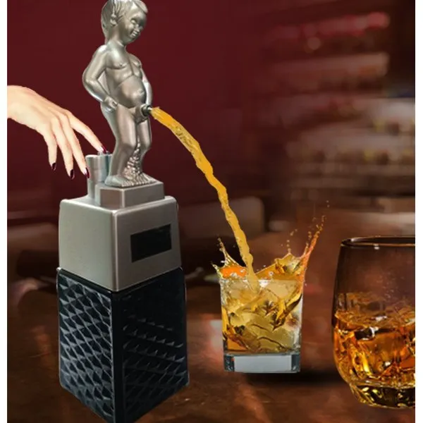 Bonny Boy Liquor Dispenser Silver with Square Black Jar | Beverage Dispenser