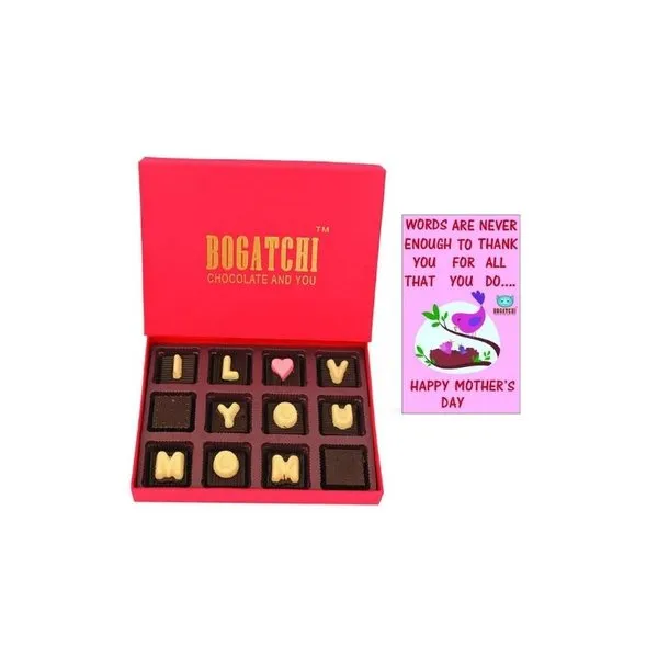 Luv U MoM Chocolate Box, 12 pcs + Free Mother's Day Card