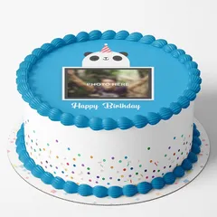 Blue Panda Birthday Photo Cake