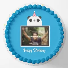 Blue Panda Birthday Photo Cake