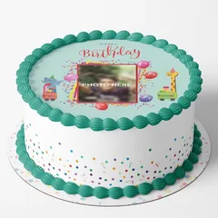 Eggless Kids Birthday Party Round Photo Cake 
