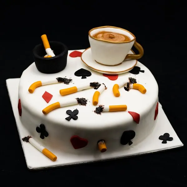 Cigarette & Rummy Theme Fondant Cake
