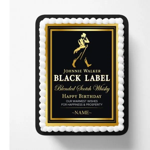 Johnnie Walker Theme Personalized Name Rectangle Shape Birthday Cake 