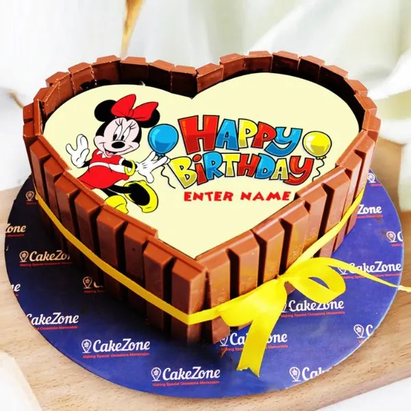 Heart Shaped Personalized Name Minnie Mouse Birthday Cake 