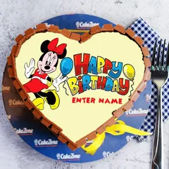 Heart Shaped Personalized Name Minnie Mouse Birthday Cake 