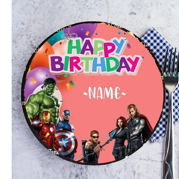 Marvel Avengers Personalised Happy Birthday Name Cake for Boys