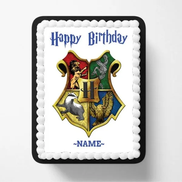 Hogwarts Crest Happy Birthday Personalised Cake for Men/Women