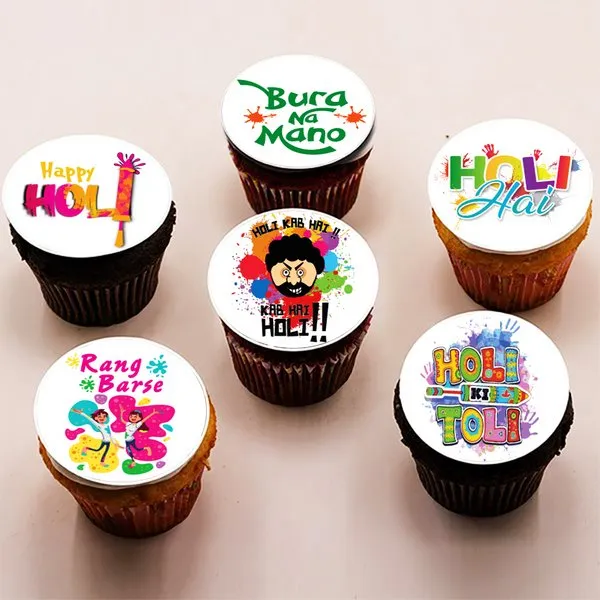 Holi Celebration Designer Cupcakes | Assorted | Pack of 6