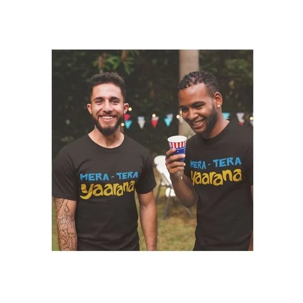 Mera - Tera Yaraana Round Neck Half Sleeve Cotton T-Shirt Combo (Black)