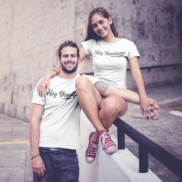 Hey Beautiful, Hey handsome! – Couple T-Shirts