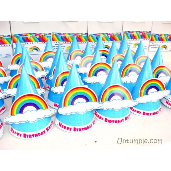 Birthday Hats With 3D Rainbow And Cloud