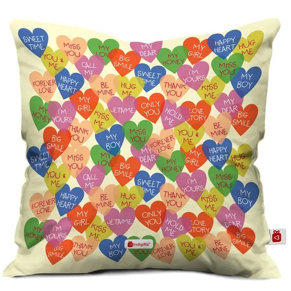 Love Messages Quote Printed Cushion with Cover