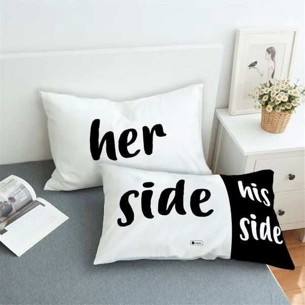 Her Side and His Side Set of 2 Pillows with Cover