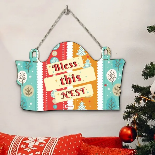 Multicolor Merry Christmas Printed Wall Hanging