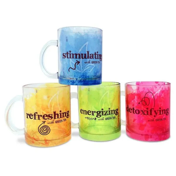 Green Tea - Detoxifying… Set of 4 Glass Mugs