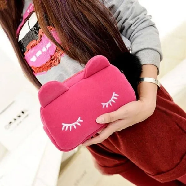 Cute Cat Cosmetic Travel Pouch (Pink)