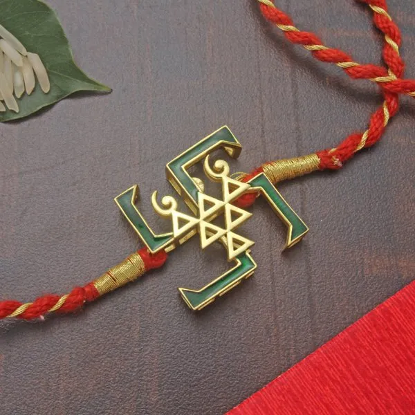 Swastik Saraswati Yantra Rakhi Cum Pendant