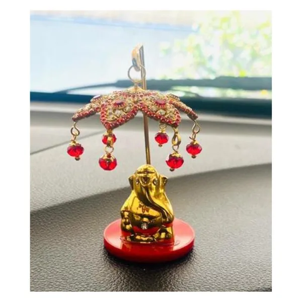 Ganesha Idol For Car Dashboard - Round Shape