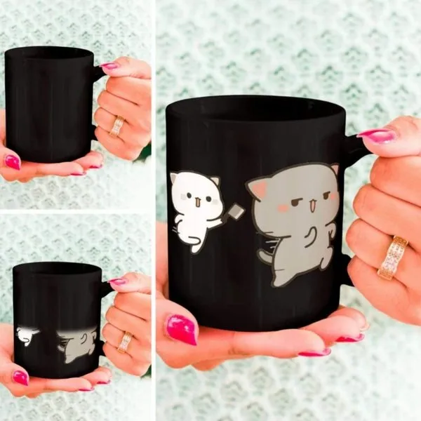 Peach and Goma Running (I will kill you today) Magic Mug for Couples