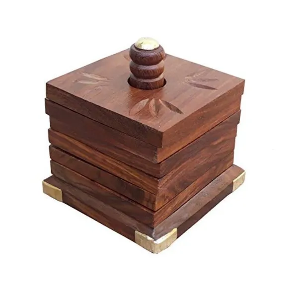 Handmade Brown Beautiful Wooden Tea Coaster Set of 6 Square