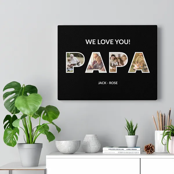 PAPA Personalised Typography Collage Mounted Photo Print