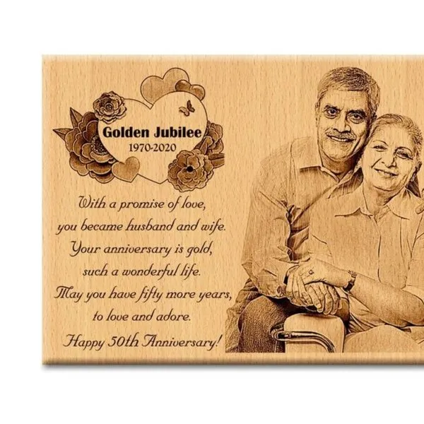 50Th Golden Personalized Engraved Photo Anniversary Present