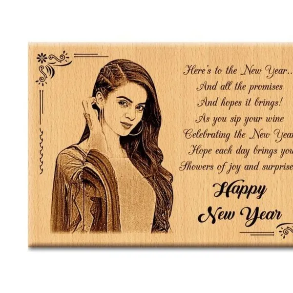 Happy New Year Personalized Wooden Photo Plaque Gift for Girlfriend