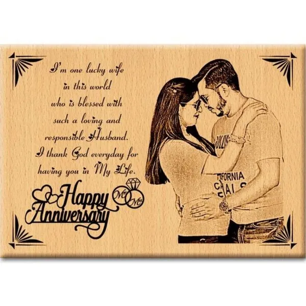 Personalized Wedding Anniversary Gift - Landscape Engraved Photo Plaque
