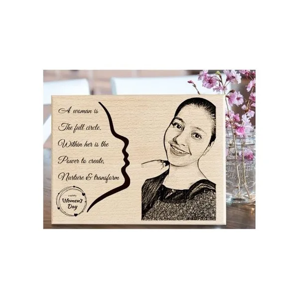 Women's Day Wooden Engraved Photo Plaque