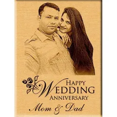 Personalized Wedding Anniversary Gift - Portrait Engraved Photo Plaque