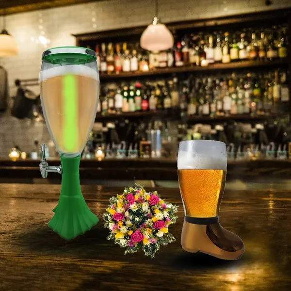 Amazing Grand Cup Beer Tower/Dispenser/Decanter with Sparkling Multi Colored LED Lights