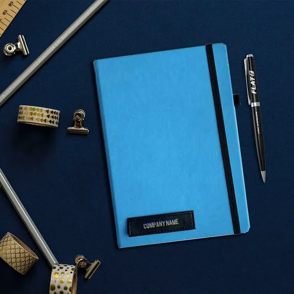 Minimalistic Blue Company Name Personalised Diary