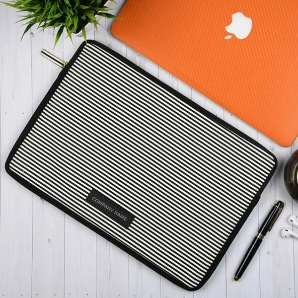 13" Black and White Vegan Leather Laptop Sleeve