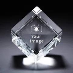 Custom 3D Crystal Cube Cut Photo Personalised for Valentine's Day