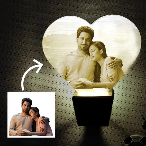 Surprise 3D Heart Night Photo Lamp Light - 10cm with Led Bulb