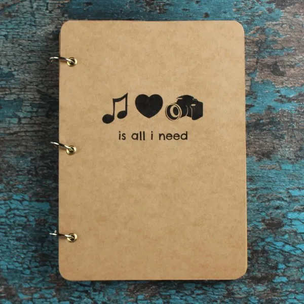 Music Love Camera - A5 Size - Brown Journal Notebook