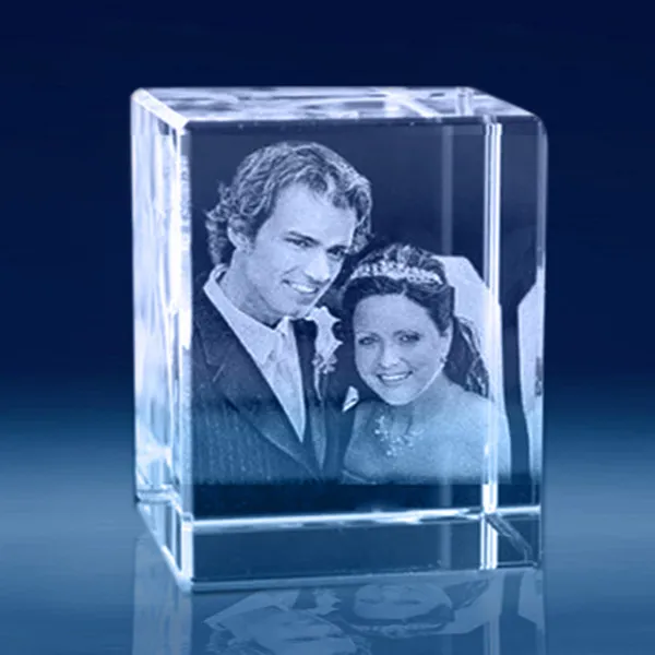 Happy Couples Personalized Cube Laser Engraved 3D Crystal
